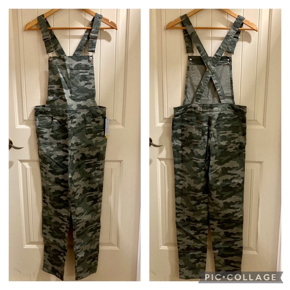Cat & Jack Other - Girls Camo Overalls Size 18 XXL Camouflage Bib Overalls Stretch